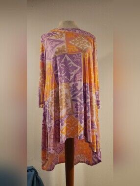Lavender & Peach High-Low Tile Print Swing Dress